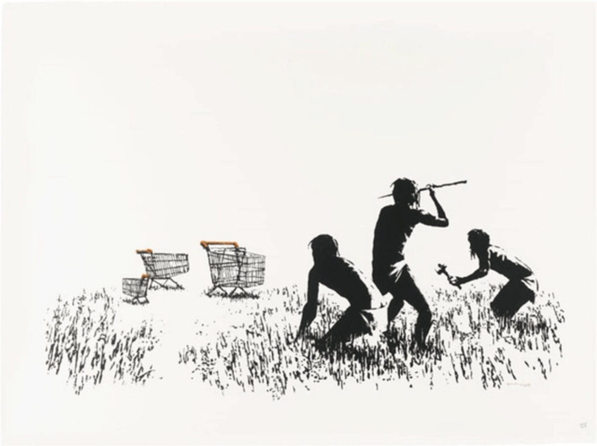 Banksy - TROLLY HUNTERS IN B&W