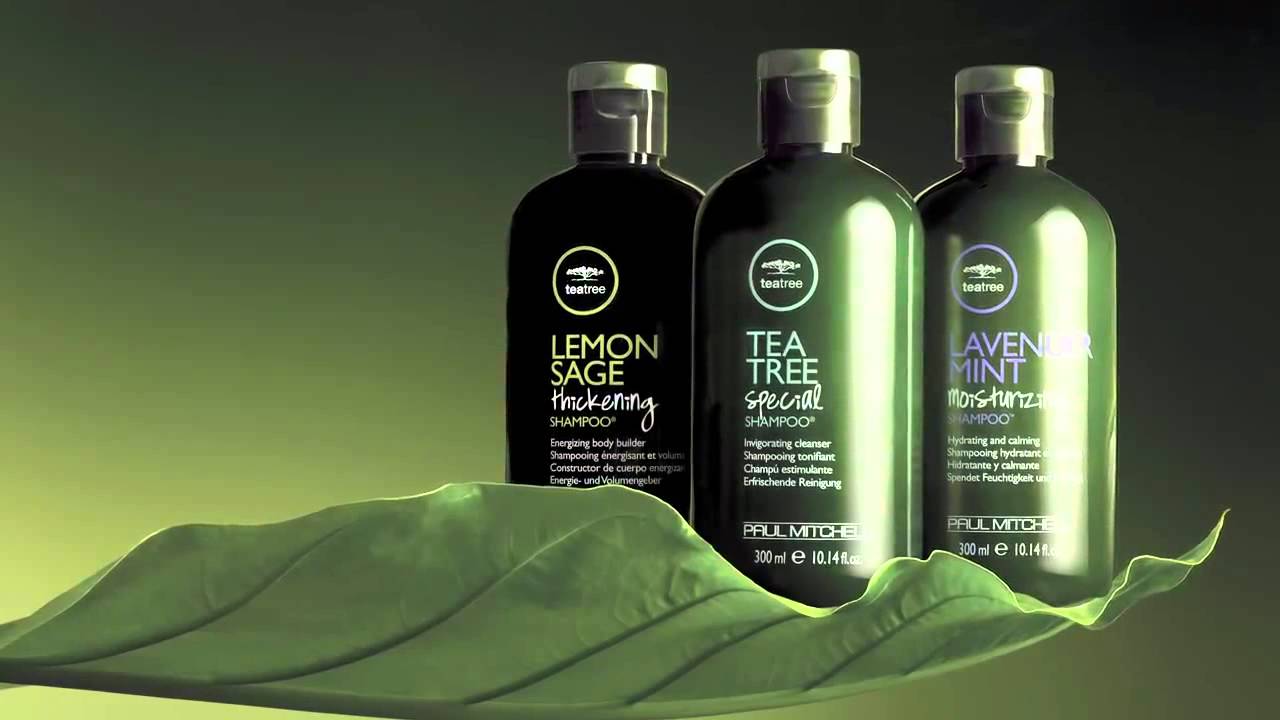 Three green shampoo bottles labeled 