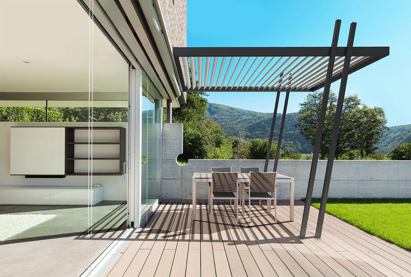 Pergolas bioclimatique distribuée par Trihome