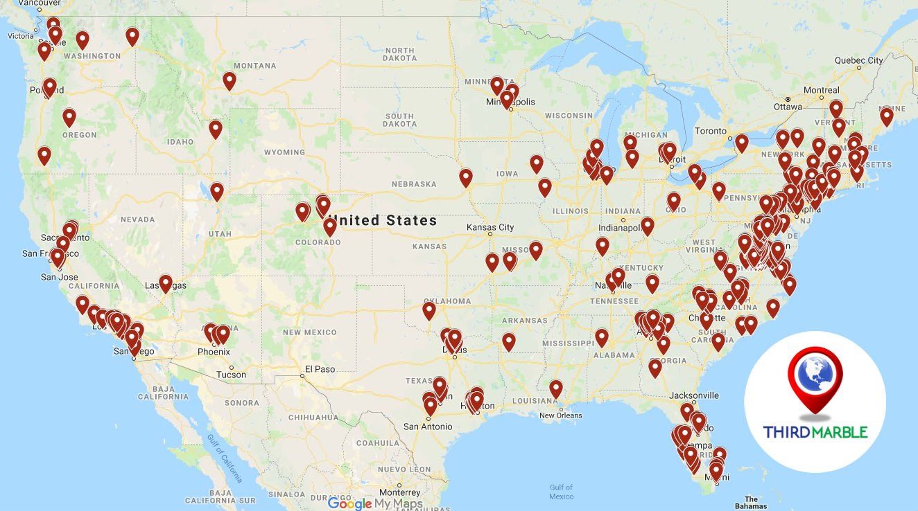Map of clients working with Third Marble SEO and Google Ads Management White Label PPC & SEO: Map of clients working with Third Marble SEO and Google Ads Management