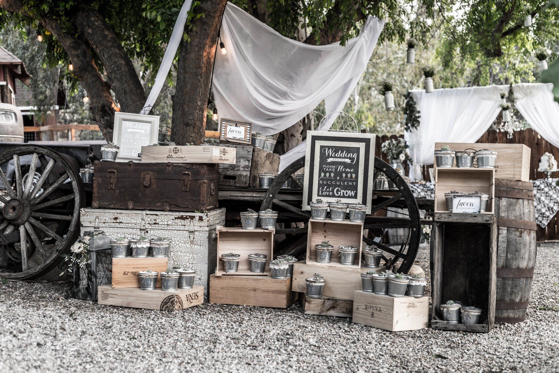 Outdoor Wedding Venue wedding reception favors at Greenspot farms inland empire area of CA