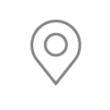 A map pin with a circle in the middle on a white background.