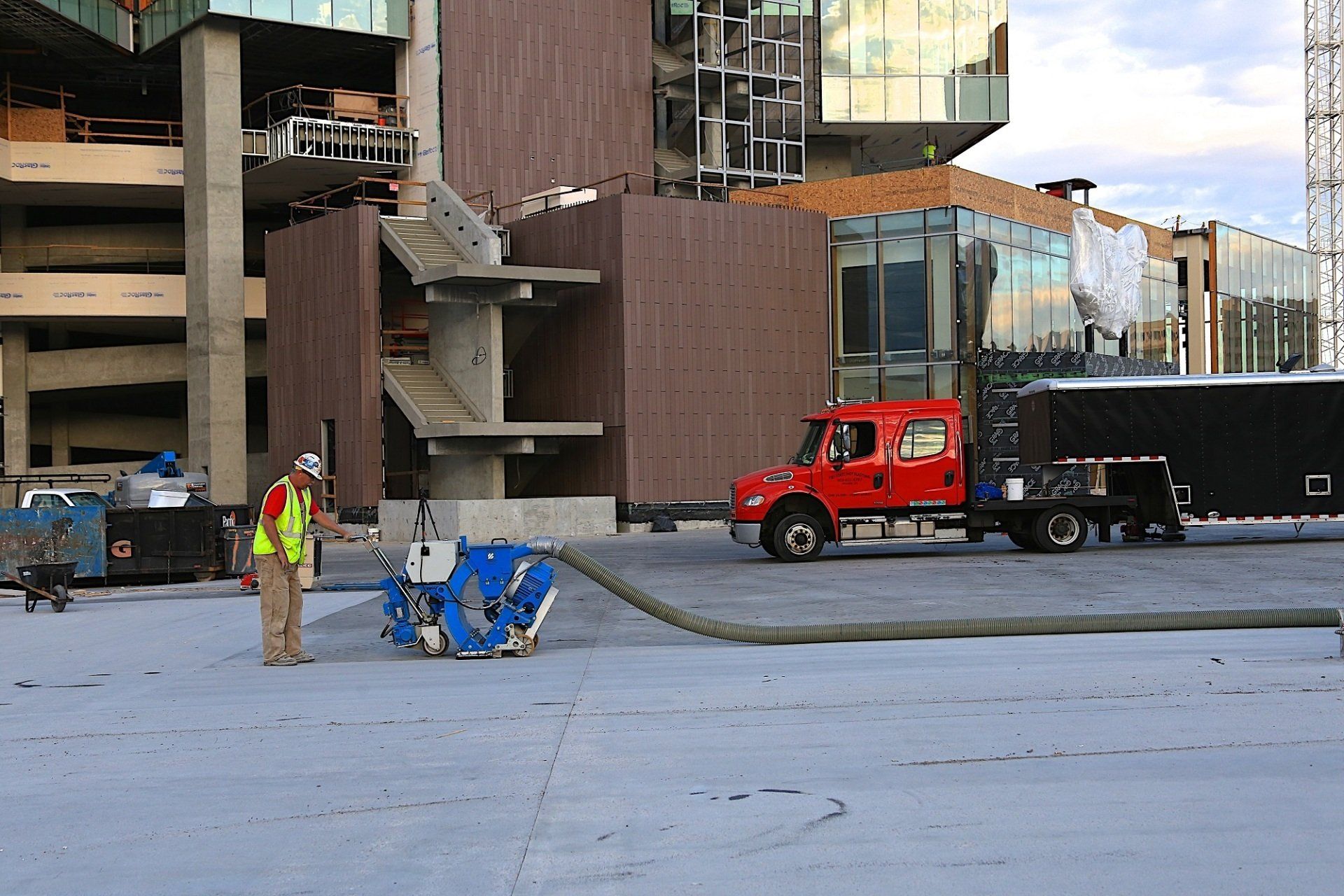 worker using a shotblasting machine in Oregon City, OR