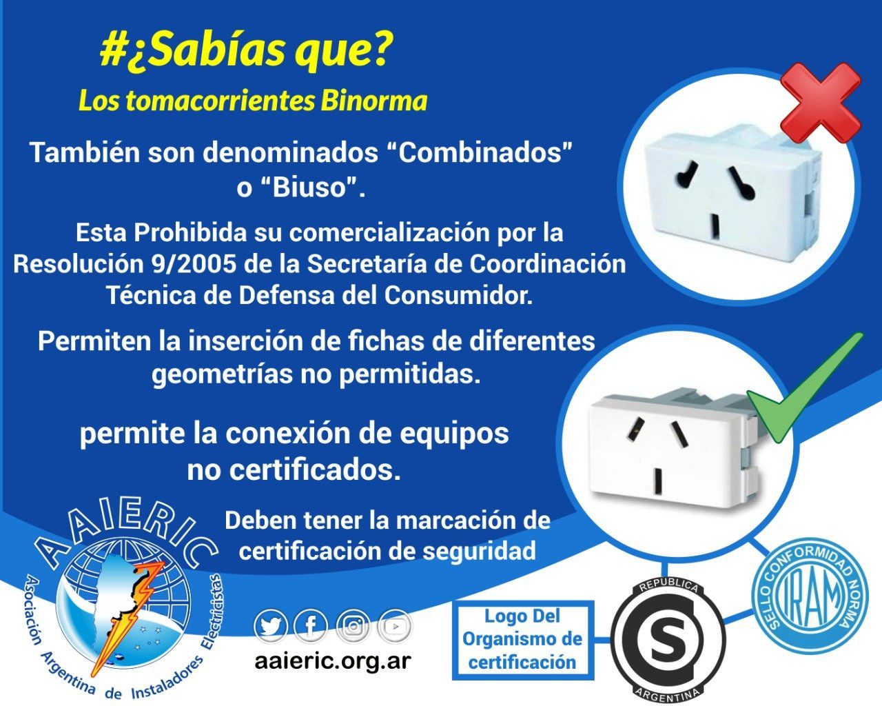 Infografía que advierte que los enchufes
