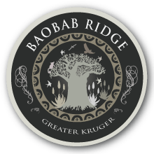 Baobab Ridge Greater Kruger lodge logo with a central baobab tree on a dark circular emblem