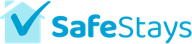 SafeStays logo in blue with a checkmark icon