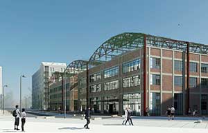 facade model af pladehallen