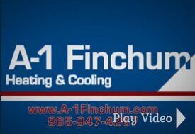 A-1 Finchum Heating & Cooling logo on a blue background with contact info.