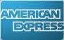 American Express logo on a blue background. The words are white.