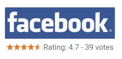 Facebook logo with a rating of 4.7 stars based on 39 votes.