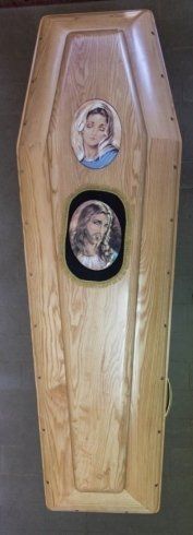 coffin with Christ figure