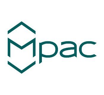 Teal Mpac logo with stylized hexagon and “Mpac” text on white background