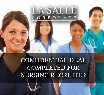 La Salle Corporate banner with nurses and text: “Confidential deal completed for nursing recruiter”
