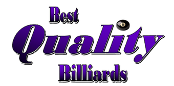 Purple “Best Quality Billiards” logo with a billiard ball over the word Quality