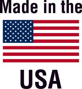 Made in the USA text above an American flag on a white background