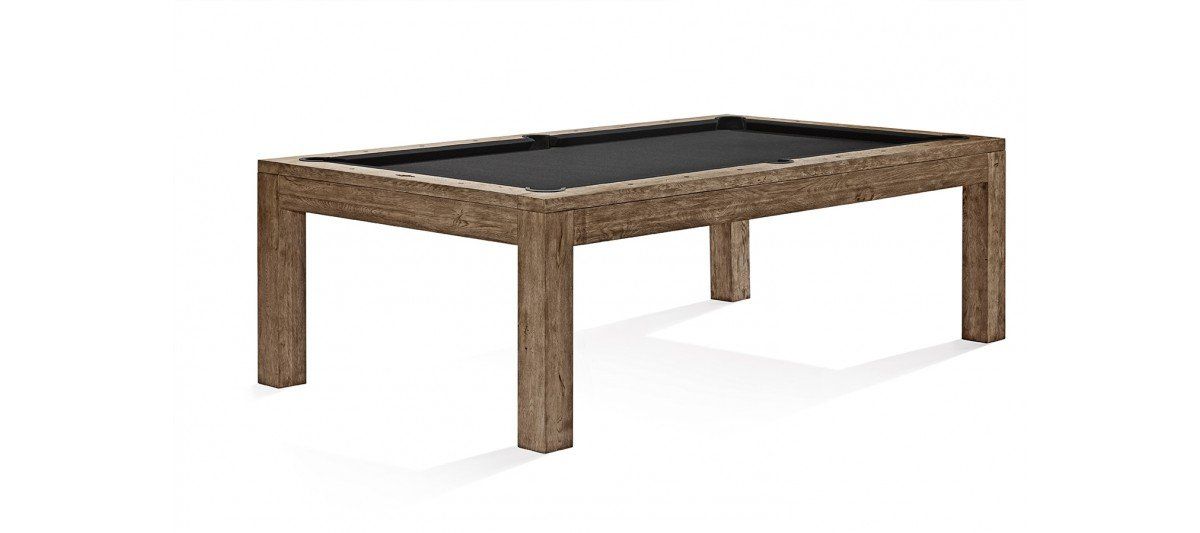 Low wooden outdoor table with a woven brown frame and black top surface