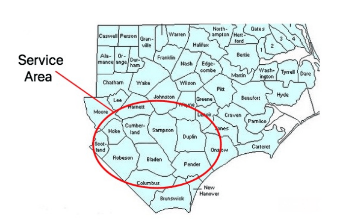 Service Area ─ Roseboro, NC ─ Cannady Brothers Well Drilling / C&C Septic Tank Service