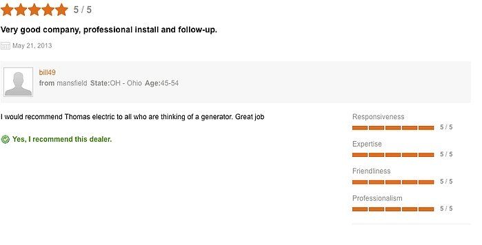 Review 2 — Mansfield, OH — Thomas Electric