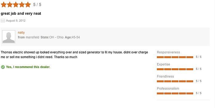Review 3 — Mansfield, OH — Thomas Electric