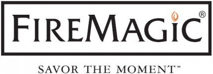 The logo for firemagic is black and white and says `` savor the moment ''.