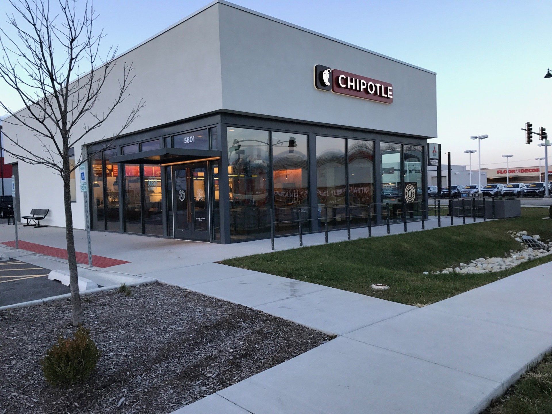a chipotle restaurant with a lot of windows