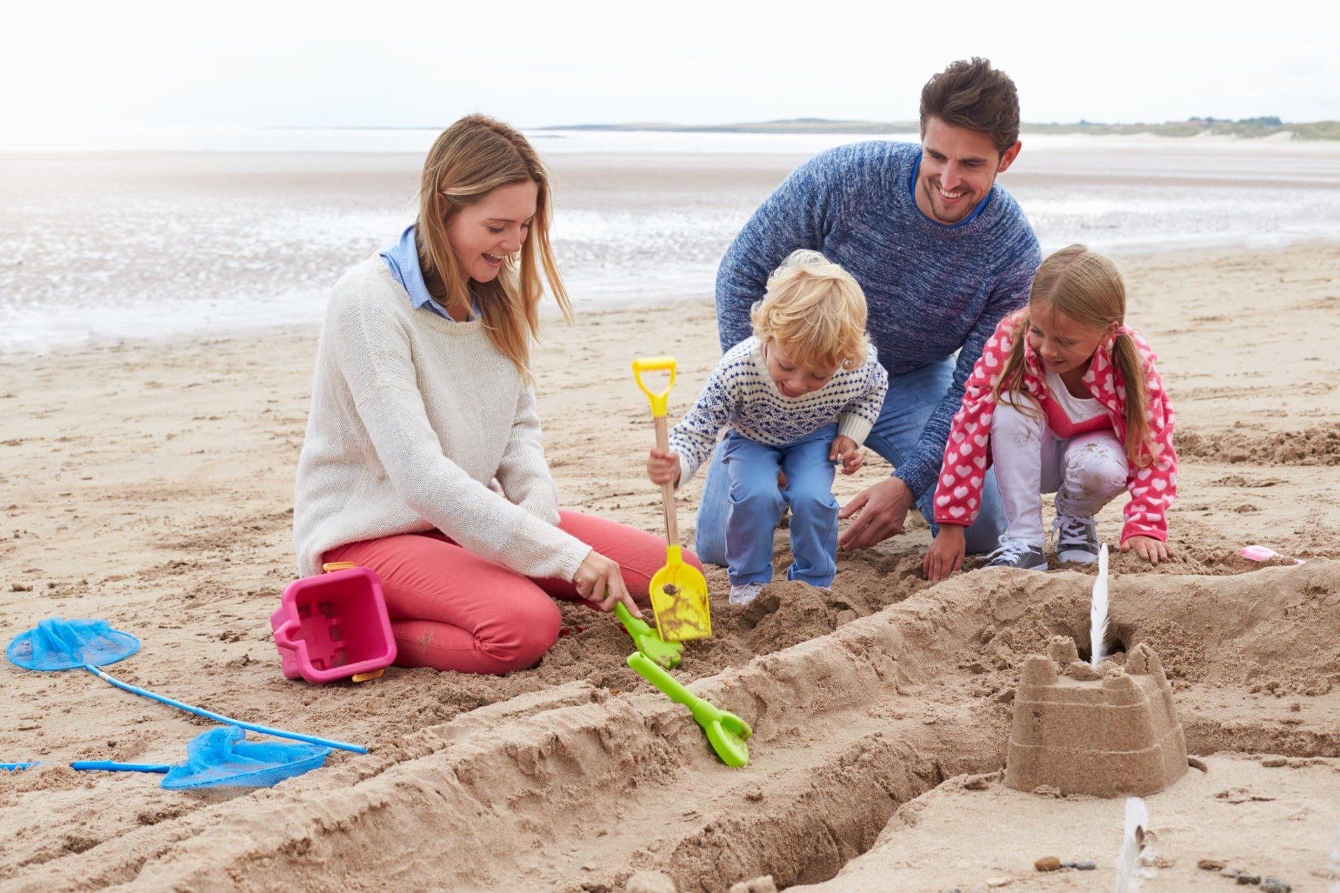 family at beach