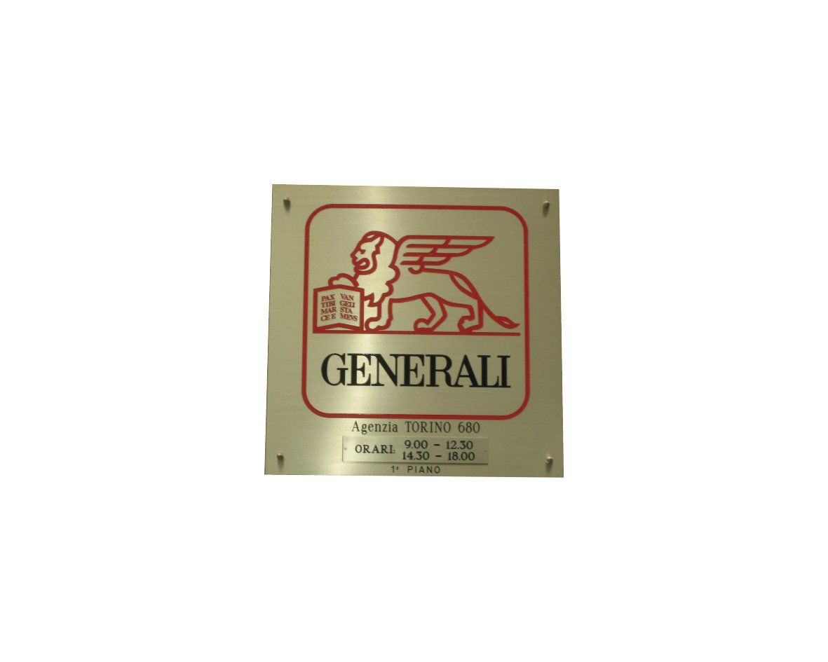 logo inciso su targa in ottone