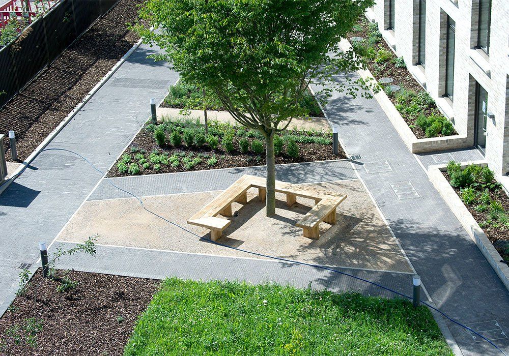 courtyard for key worker housing tenants cambridge