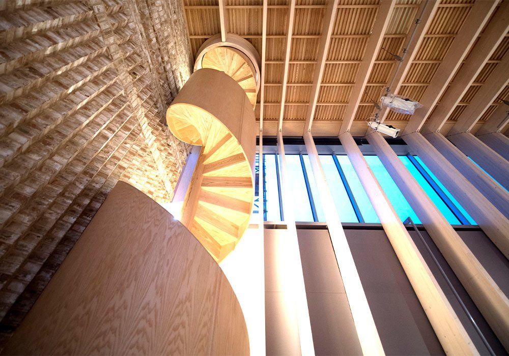 spiral staircase inside storey's field centre cambridge