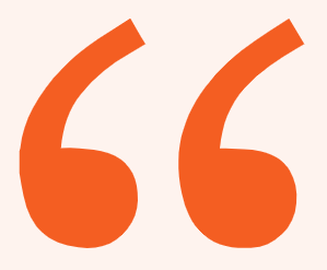 A pair of orange quotation marks on a white background