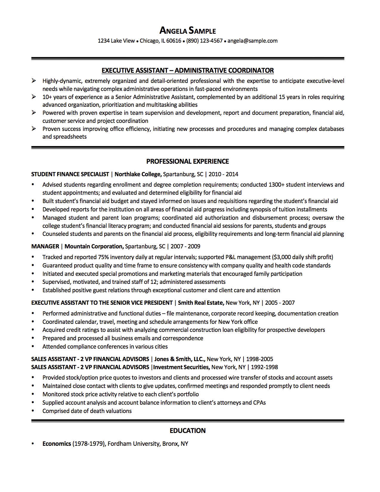 A resume with a lot of text on it is on a white background.
