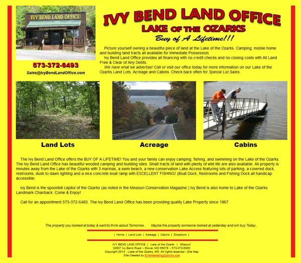 the ivy bend land office is located in the lake of the cedars