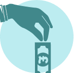  A hand pinching a bank note