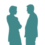  A man talking to a woman