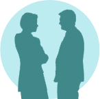  A man talking to a woman