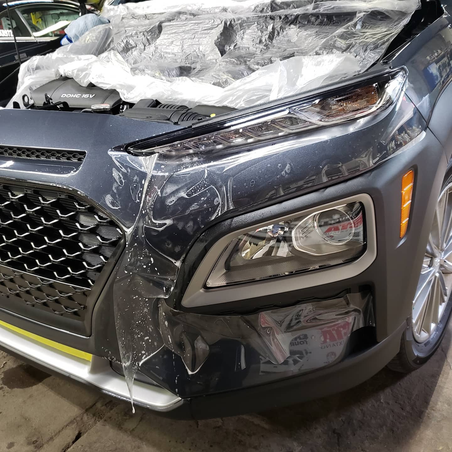 Hyundai Kona PPF install in progress at To The Limit Motorsportz