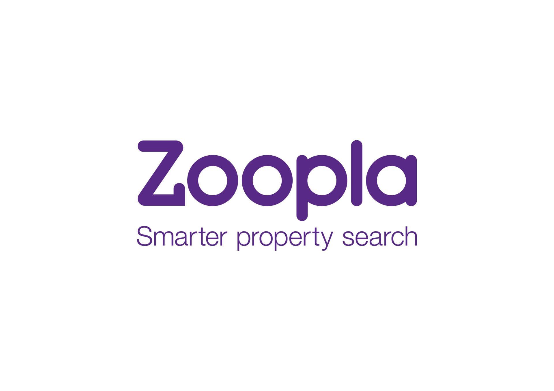the zoopla logo is purple and white and says smarter property search .