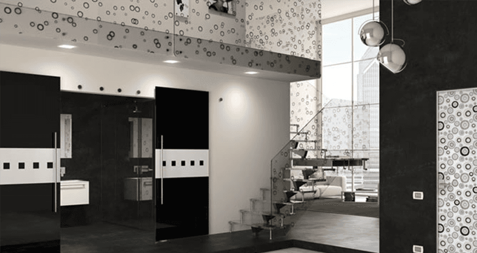 porte in vetro decorato