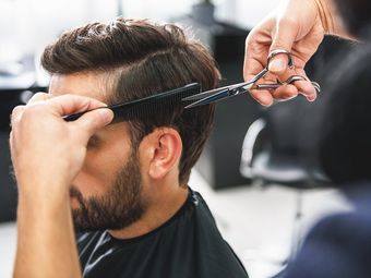 man getting a haircut