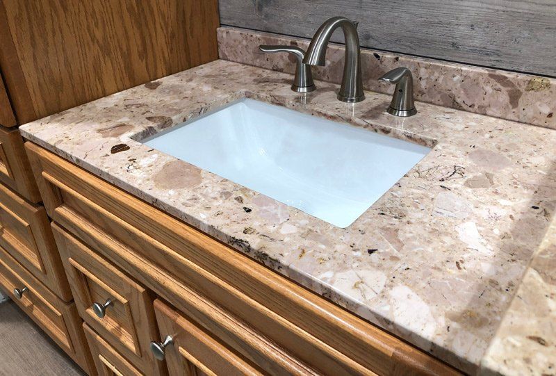 Installed ceramic sink and a countertop