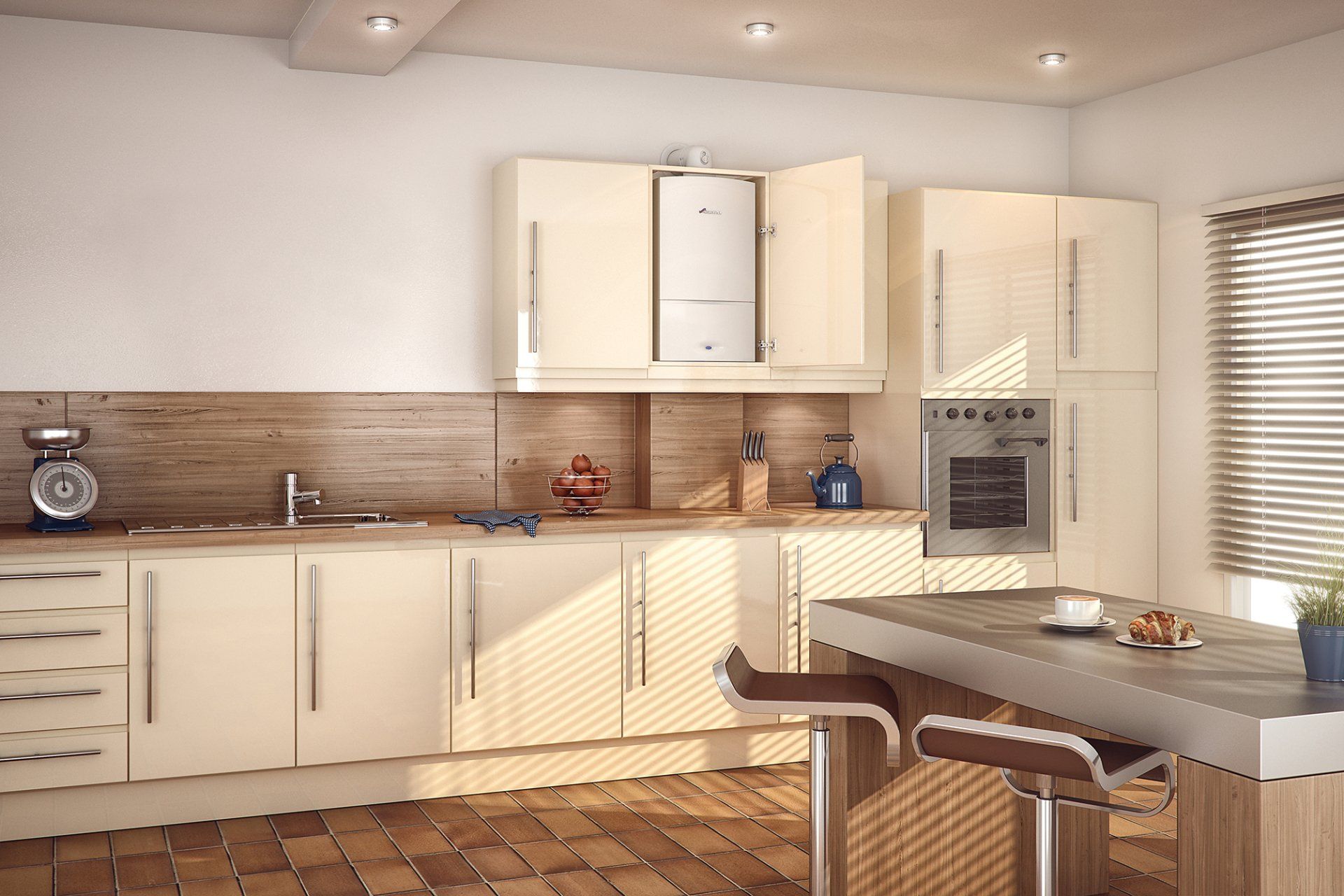 beautiful kitchen design with wooden cabinets