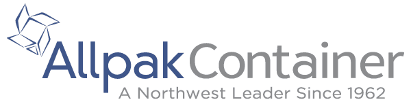 Allpak Container logo with abstract box graphic and text 