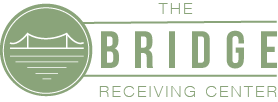 Logo for The Bridge Receiving Center: green bridge icon, 
