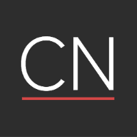 CN initials in white, above a red line, on a dark gray background.
