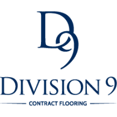 Logo for Division 9 Contract Flooring. A blue “D” intertwined with a “9,” with the company name and tagline below.
