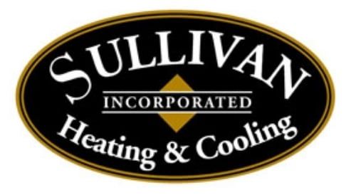 Logo for Sullivan Heating & Cooling: black oval with gold border; 