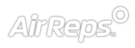 AirReps logo in white with a shadow effect, trademark symbol and circle.