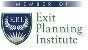 Logo of Exit Planning Institute: shield with text and laurel detail,