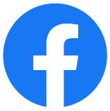 Blue Facebook logo with a white lowercase “f” in a circle