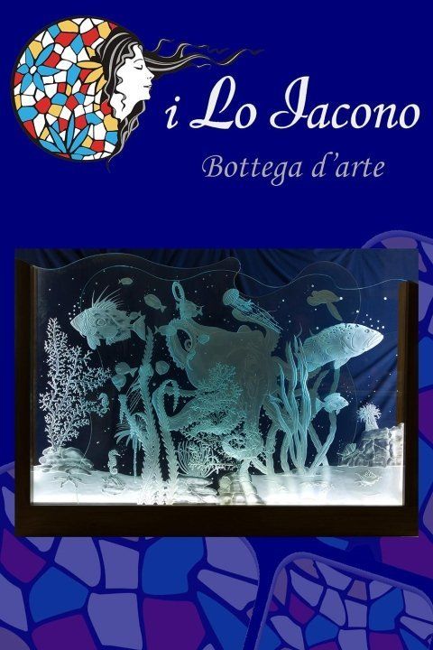 vetrata incisa con fondale marino